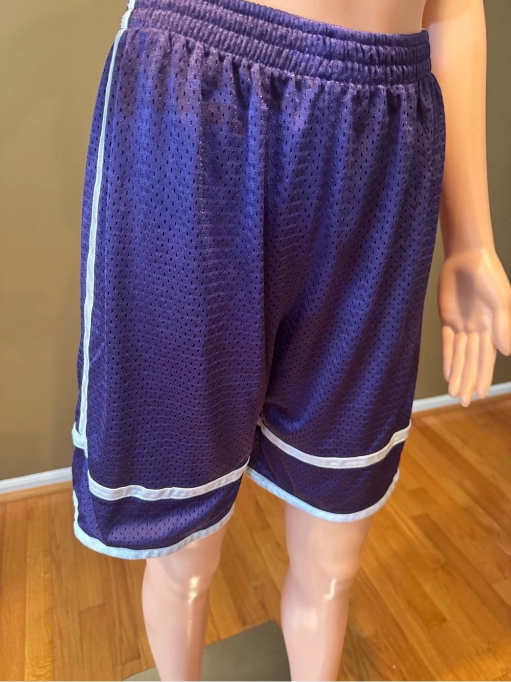 Youth Champion Purple Mesh Athletic Shorts with White Trim